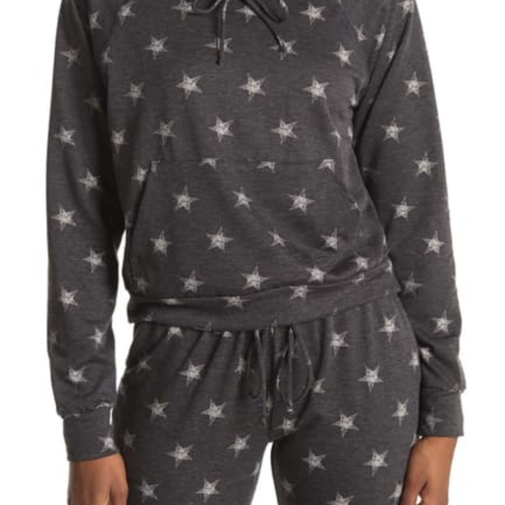 Socialite Star Funnel Neck Pullover Drawstring Waist Jogger Lounge Medium Small